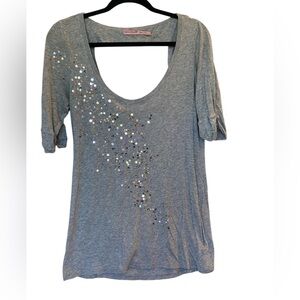 Juicy Couture Vintage Gray Embellished Women's Top Sz L GUC